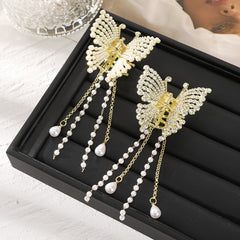 Long Tassel Hair Claw Clips Rhinestone Butterfly Hair Barrettes for Women