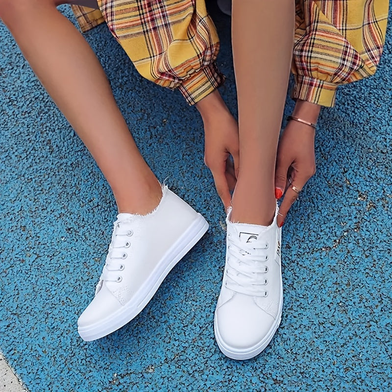 Flat Casual Canvas Sneakers Wear-Resistant Low-Cut Lace-Up Shoes