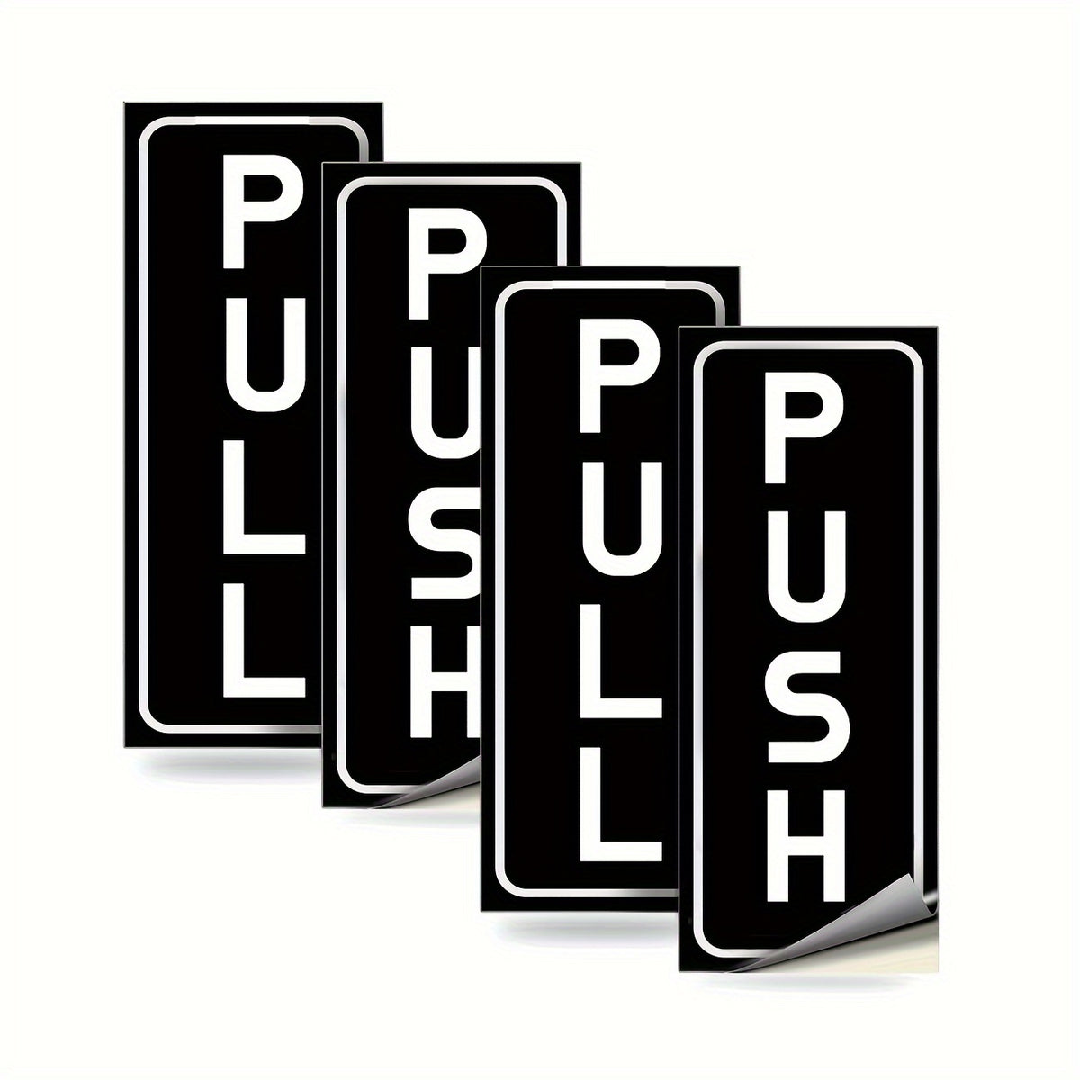 8pcs Push Pull Door Sign Sticker Vertical Self-Adhesive Vinyl 5x12cm
