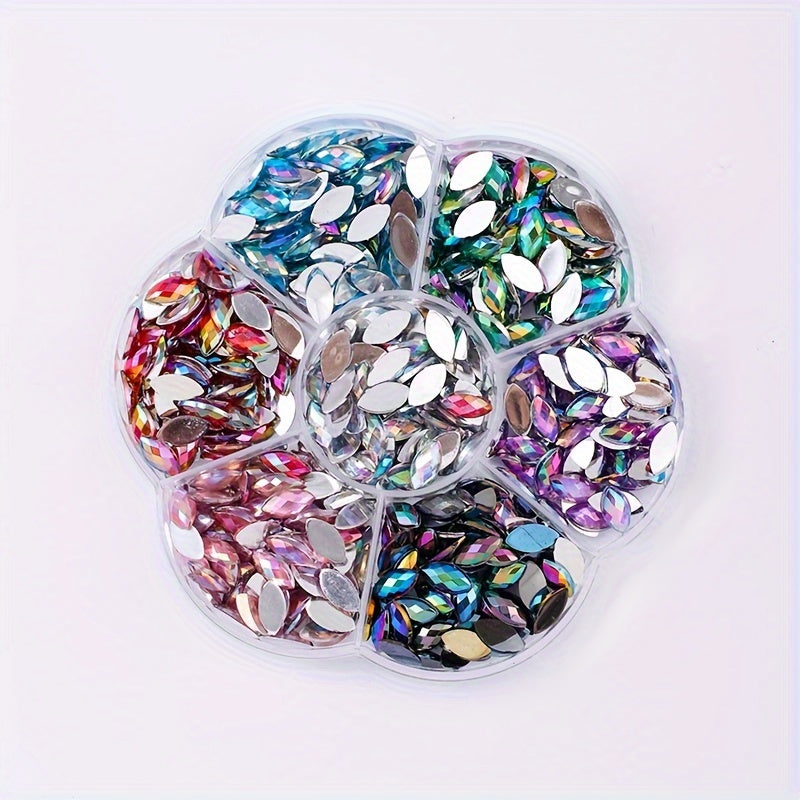 610pcs Teardrop Rhinestones Flat Back Nail Art Gems in Vibrant Colors