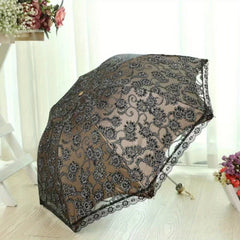 Vintage Lace Travel Folding Umbrella Floral Pattern UV Protection Windproof