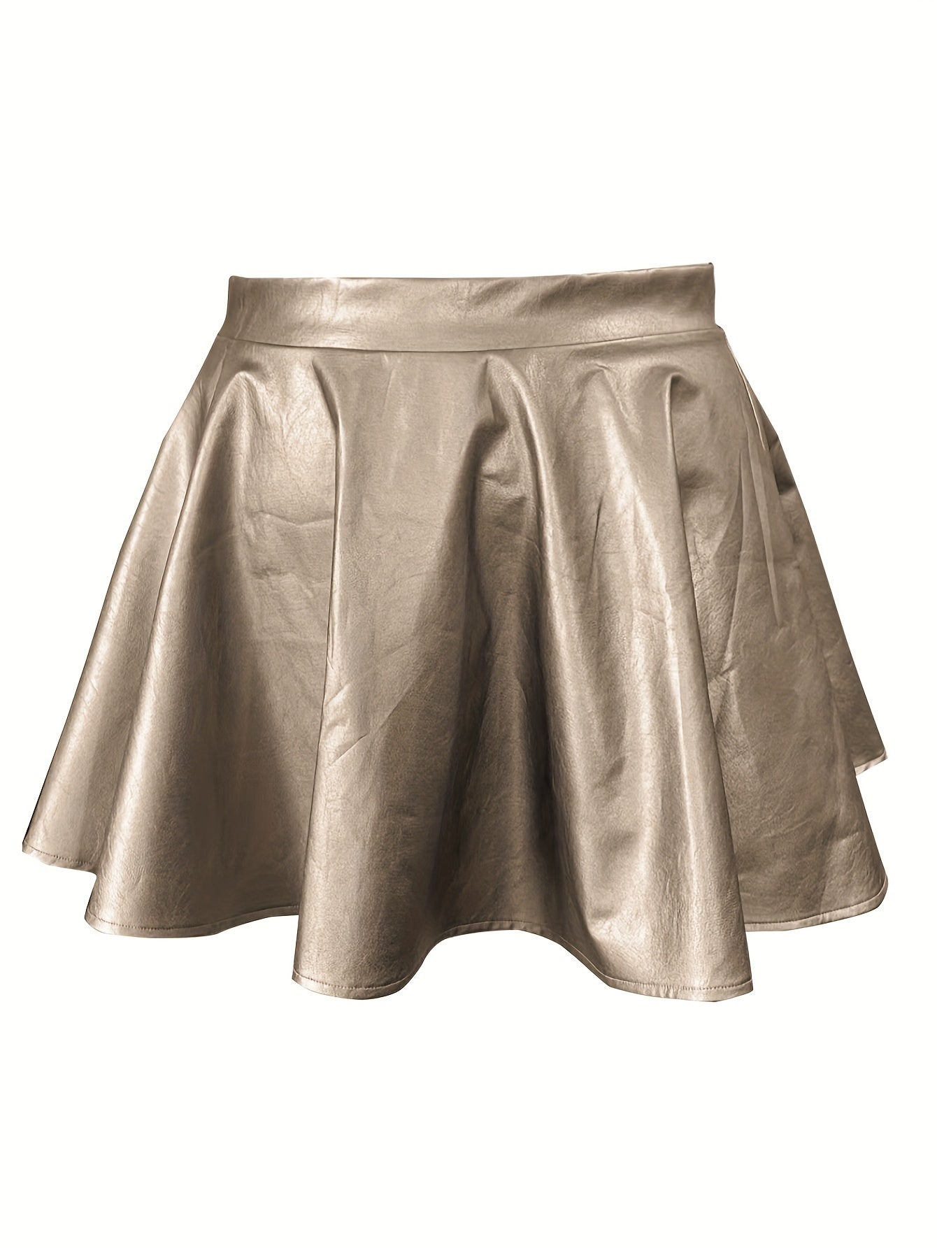  Women's Faux Leather A-line Mini Skirt