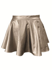 Women's Faux Leather A-line Mini Skirt