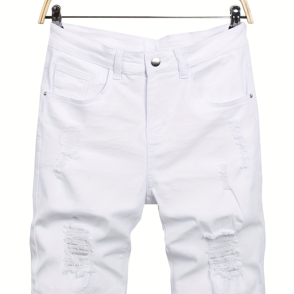 Men's Ripped Denim Shorts Casual Street Style Distressed Stretch Denim Shorts