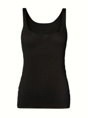 Waffle Knit Square Neck Tank Top for Women