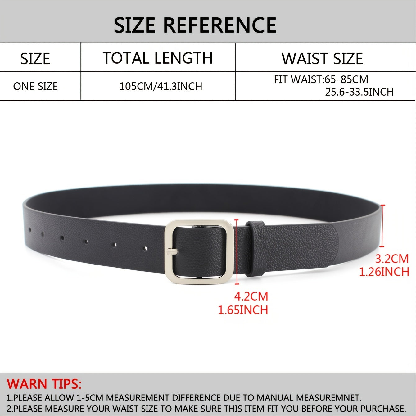 Rectangle Buckle Vintage Style PU Leather Belt for Women