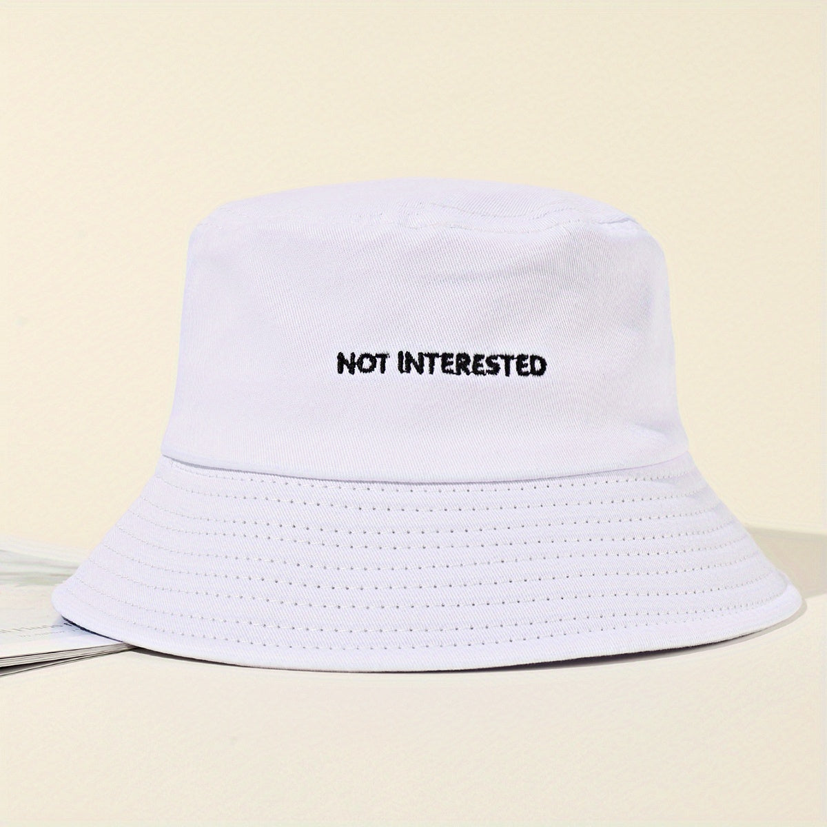 Embroidery Bucket Hat Lightweight Fisherman Cap Solid Sunscreen Travel Beach Hat