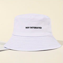 Embroidery Bucket Hat Lightweight Fisherman Cap Solid Sunscreen Travel Beach Hat