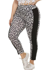  Colorblock Leopard Print High Rise Skinny Pants