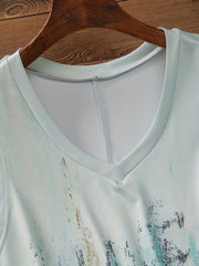 Women's Plus Graffiti Print V Neck Stretch Tank Top