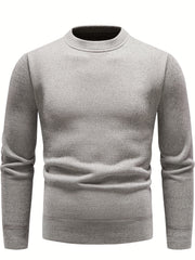 Knitted Solid Sweater Men's Crew Neck Pullover