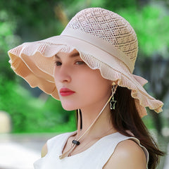 Crochet Hollow Wide Brim Sun Hat for Women