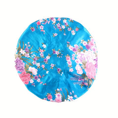 Floral Print Satin Bonnet for Women Elastic Hair Bonnet Cap