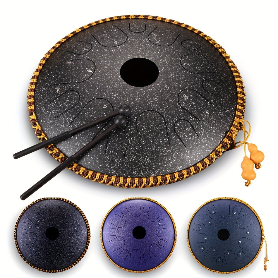 Steel Tongue Drum 14 Tone Handheld Tank Drum Percussion Instrument