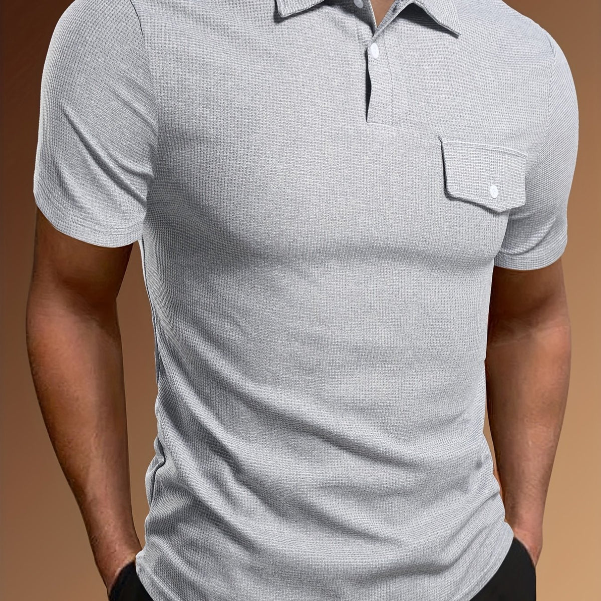 Men's Summer Polo Shirt With Flap Chest Detail
