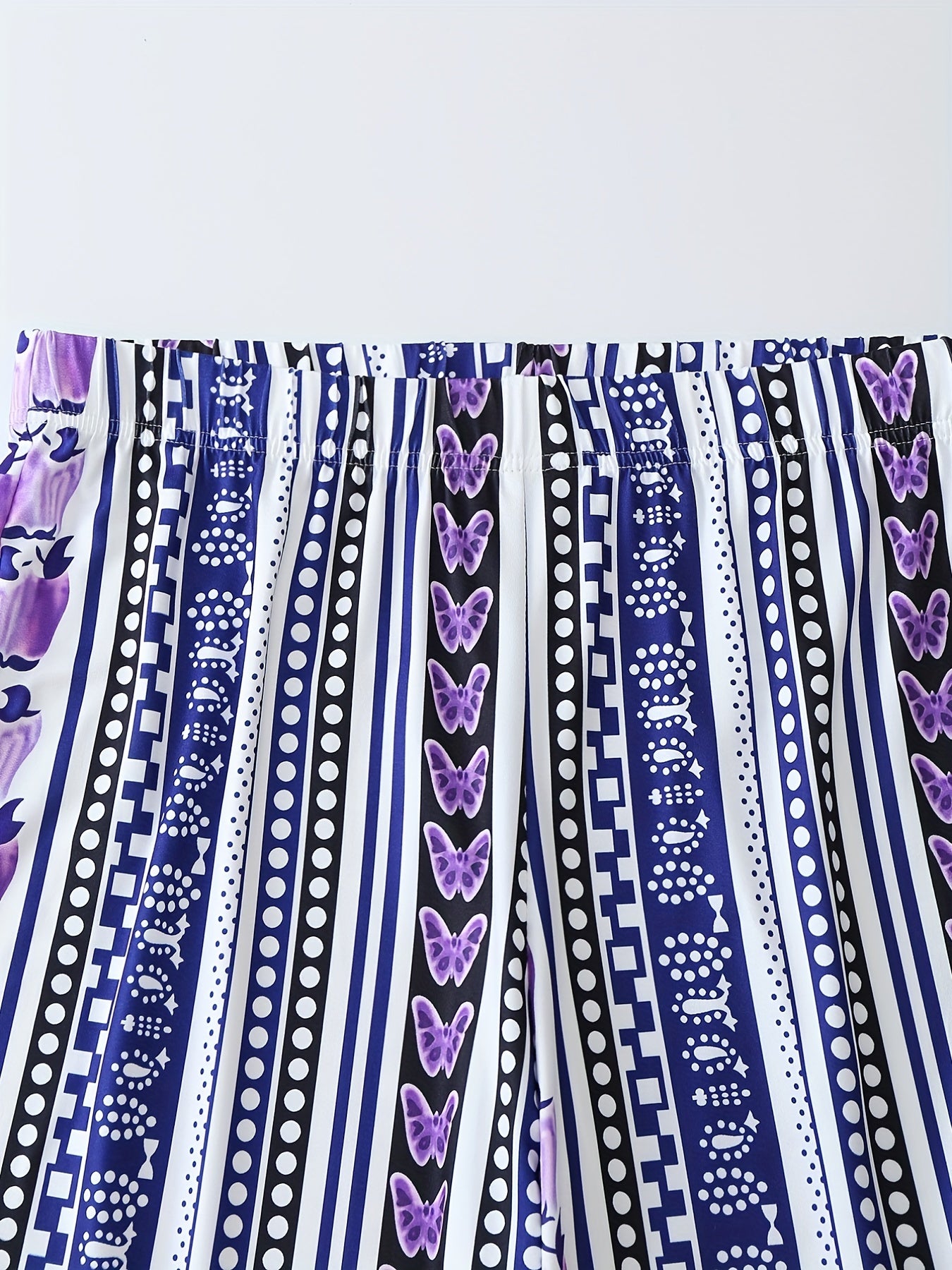  Butterfly & Dot Print High Rise Stretch Pants