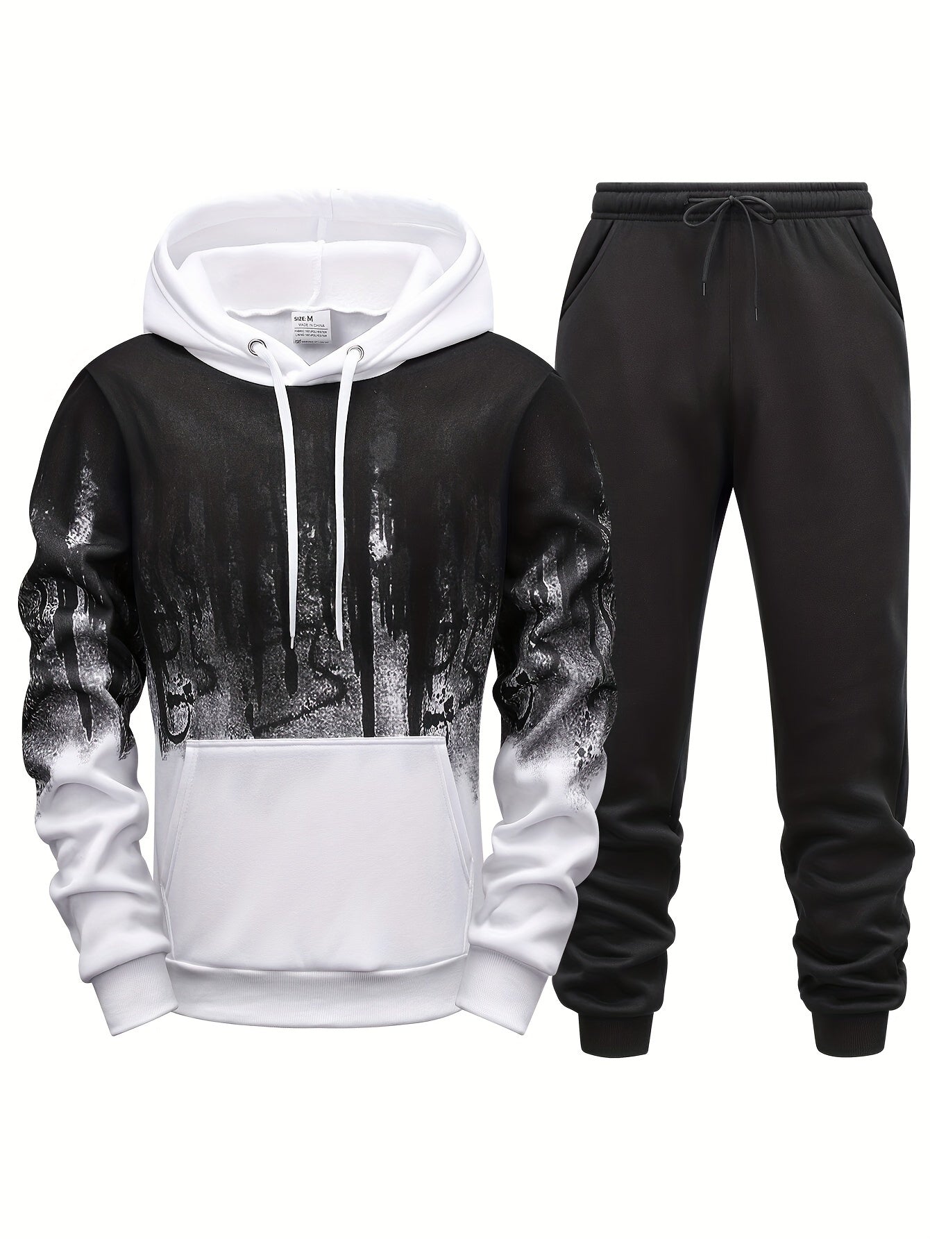 Gradient Print Men's 2pcs Outfit: Hoodie & Sports Trousers