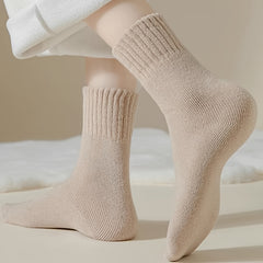 4 Pairs Solid Socks Comfy & Warm Mid Tube Women's Stockings