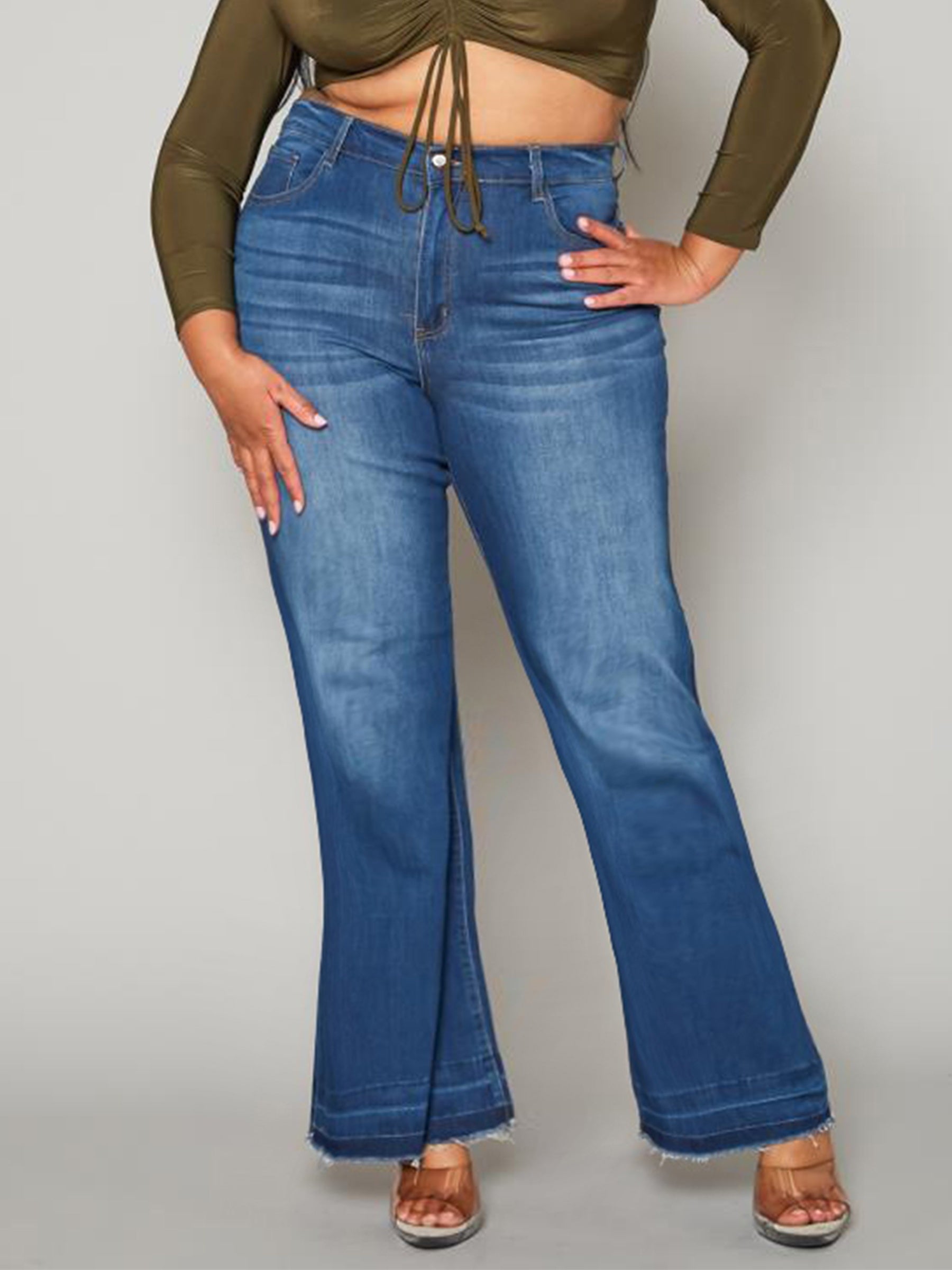  Casual Jeans Women's Raw Trim High Rise