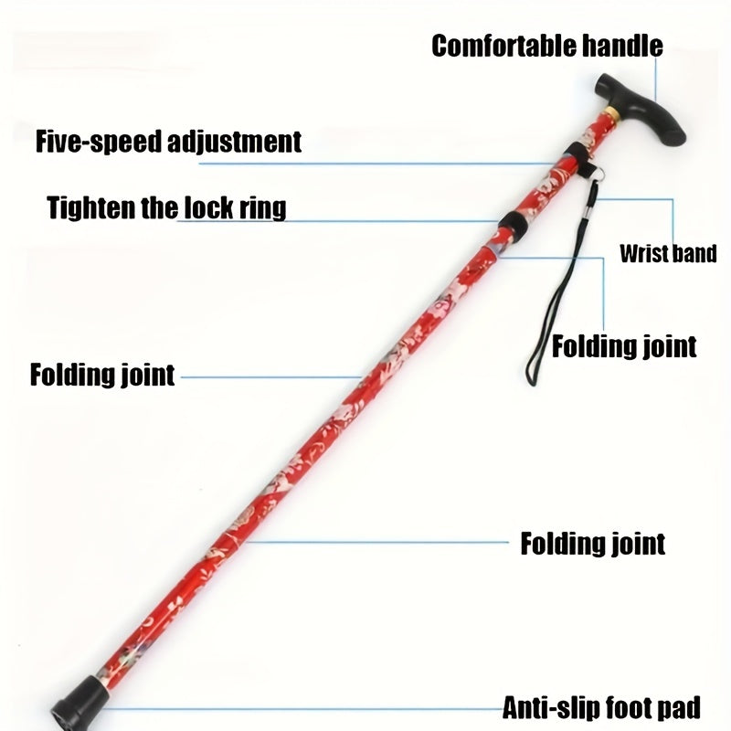Adjustable Trekking Pole Foldable Walking Stick Cane