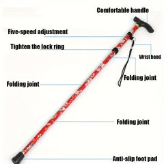 Adjustable Trekking Pole Foldable Walking Stick Cane