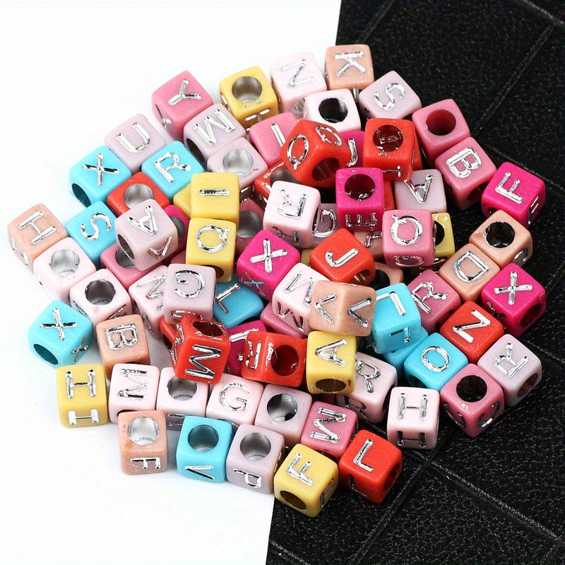 100pcs Mixed Acrylic Heart Letter Beads for DIY Jewelry Making