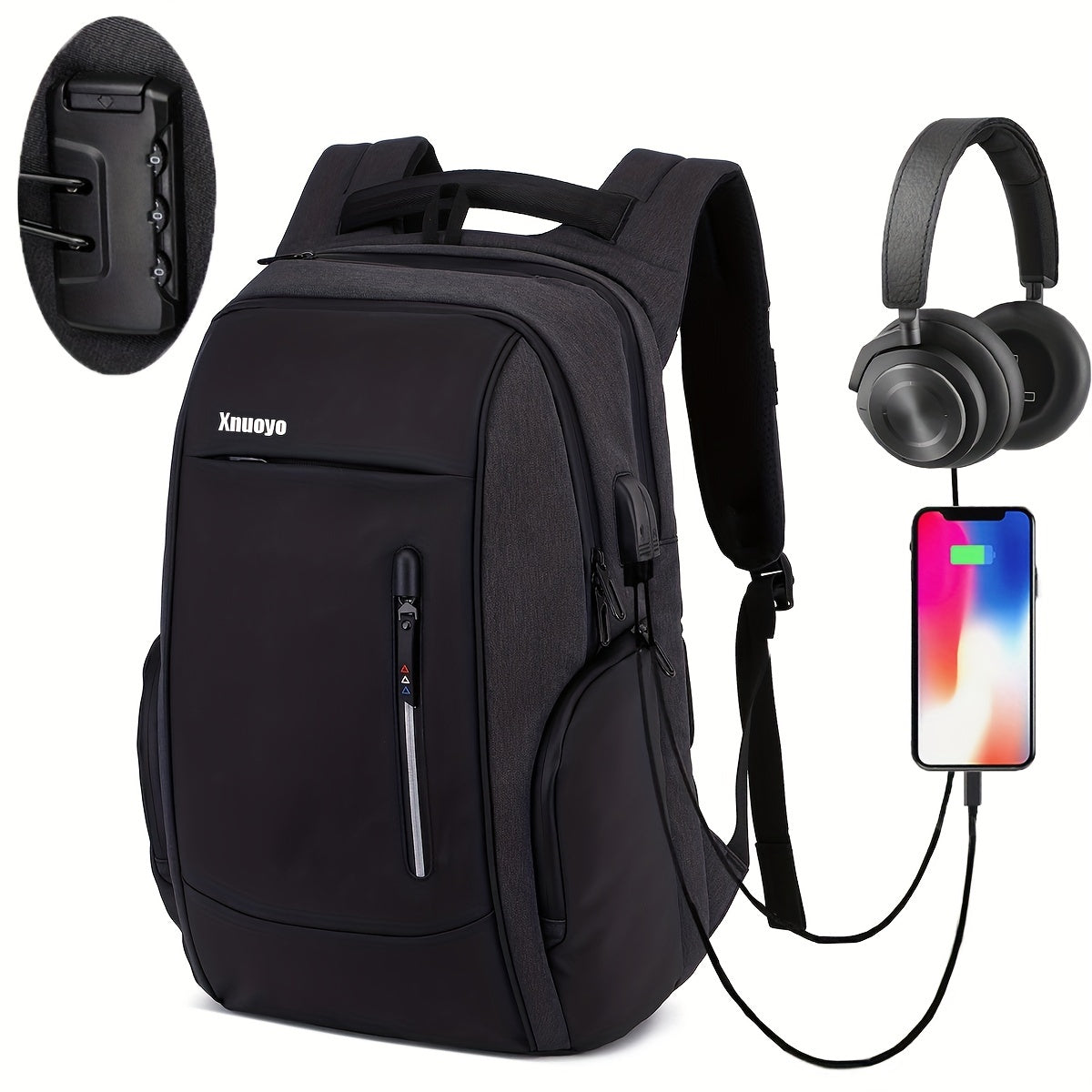 Casual Backpack with USB Charging Port Computer Bag