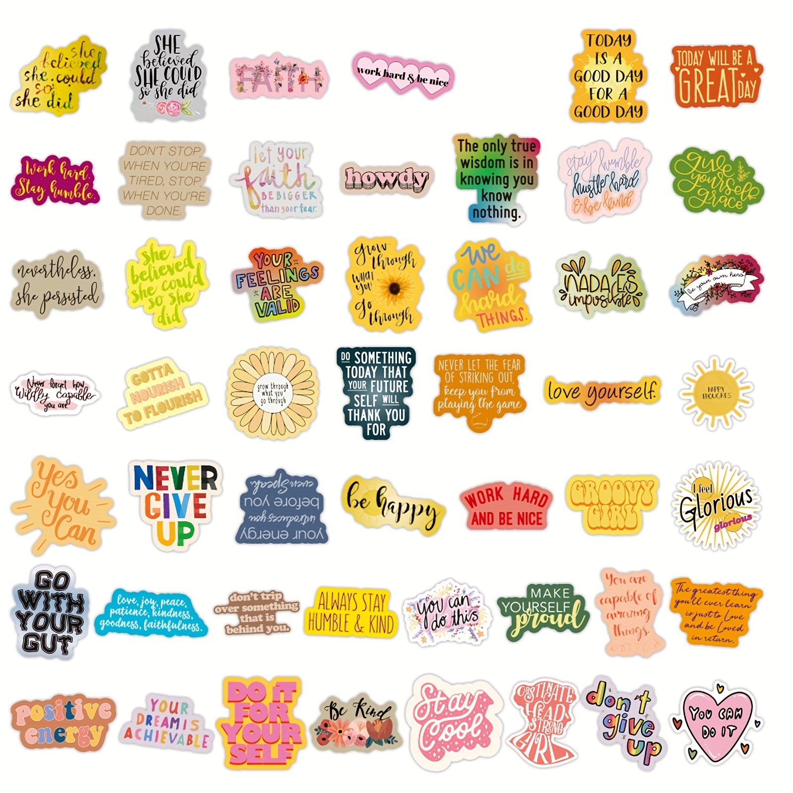100pcs Inspirational Stickers Pack Vinyl Quote Affirmation Positive Stickers