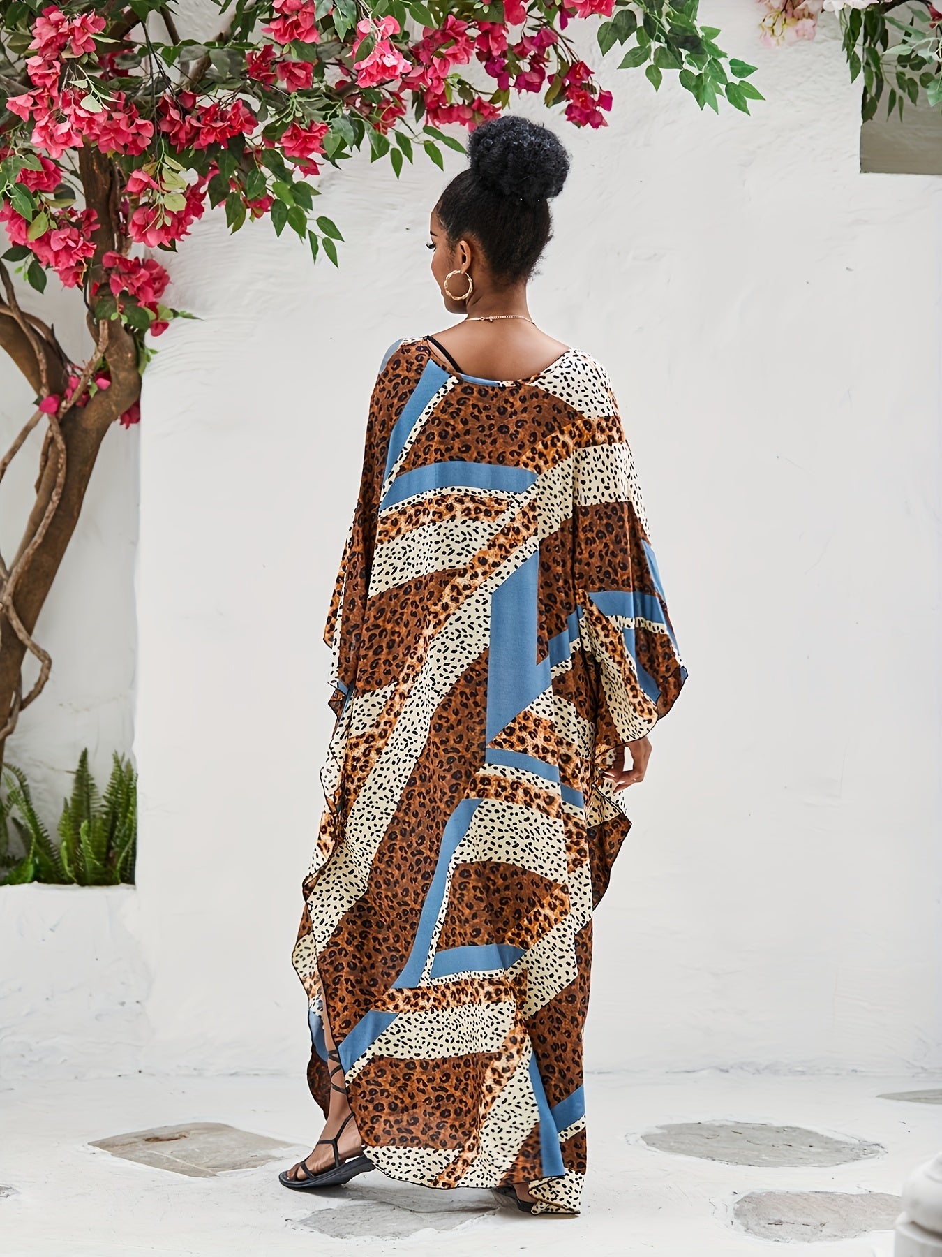 Boho Leopard Print Cover Up Dress