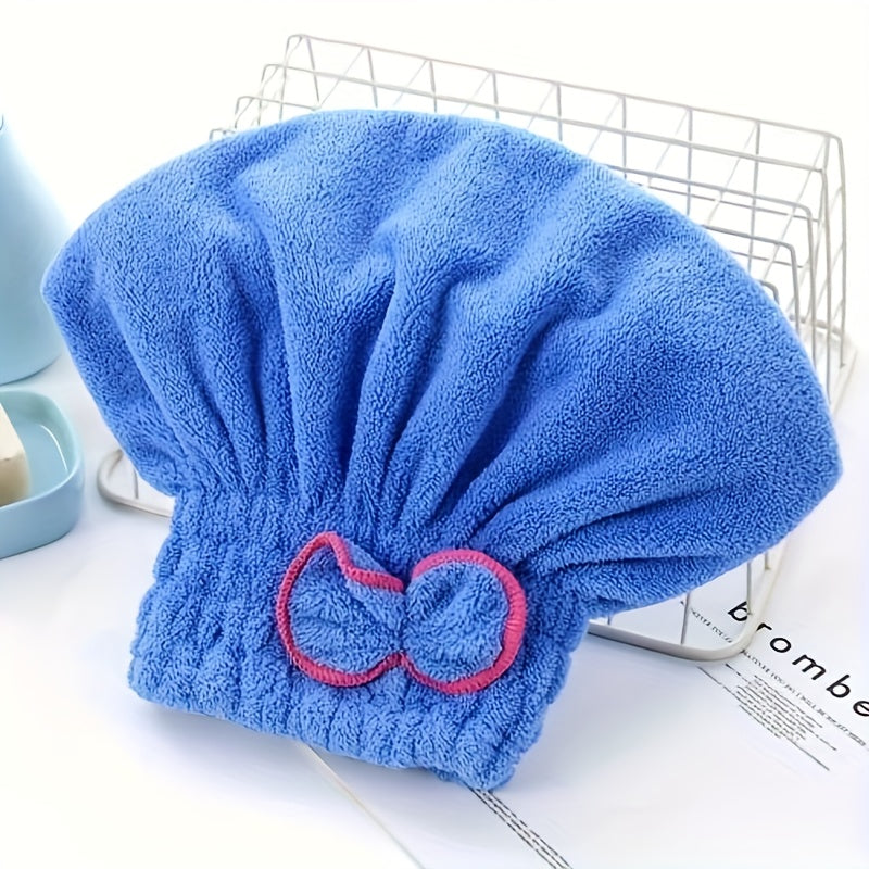Quick-Drying Small Bow Hair Cap Strong Absorbent Shower Cap