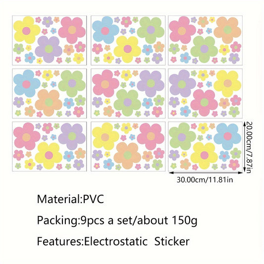 9pcs Flowers Glass Anti-collision Window Decoration Set