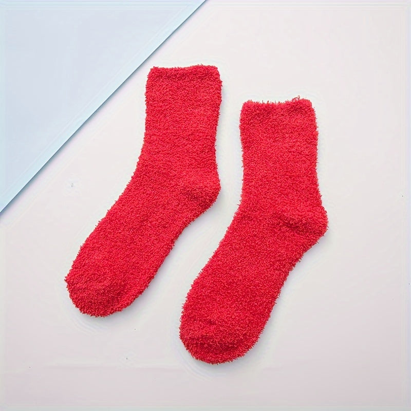 5 Pairs Fuzzy Socks Warm & Comfy Women's Mid Tube Stockings