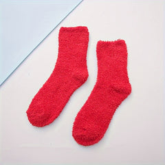 5 Pairs Fuzzy Socks Warm & Comfy Women's Mid Tube Stockings