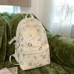 Holographic Letter Print Backpack Preppy Style School Bag