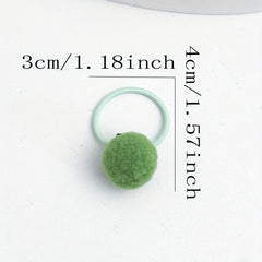 30pcs Plush Ball Decor Hair Tie Solid Hair Rope Elastic Ponytail Holder