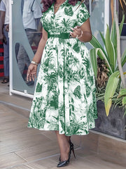  Painting Print V Neck Maxi Dress