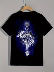 Vintage Compass Graphic Tee for Men Active Breathable and Stretchy