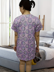  Casual Loungewear Dress Women's Plus Scallop Print Short Sleeve