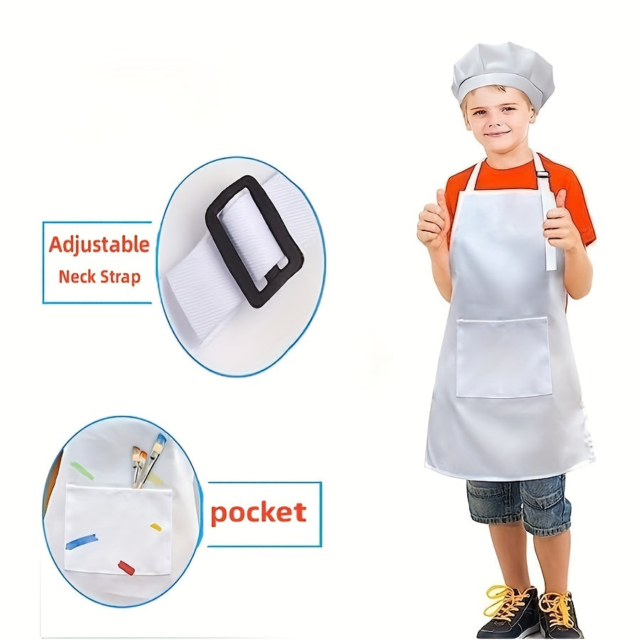 Kids Apron and Chef Hat Set Skincare-Friendly with Pockets