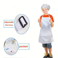 Kids Apron and Chef Hat Set Skincare-Friendly with Pockets