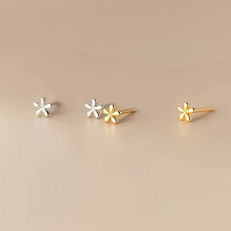 Small Floral Stud Earrings in Golden and Silver