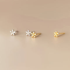 Small Floral Stud Earrings in Golden and Silver