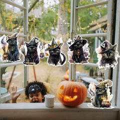6pc Spooky Halloween Cat Tree Ornaments - Frightening Home Decor