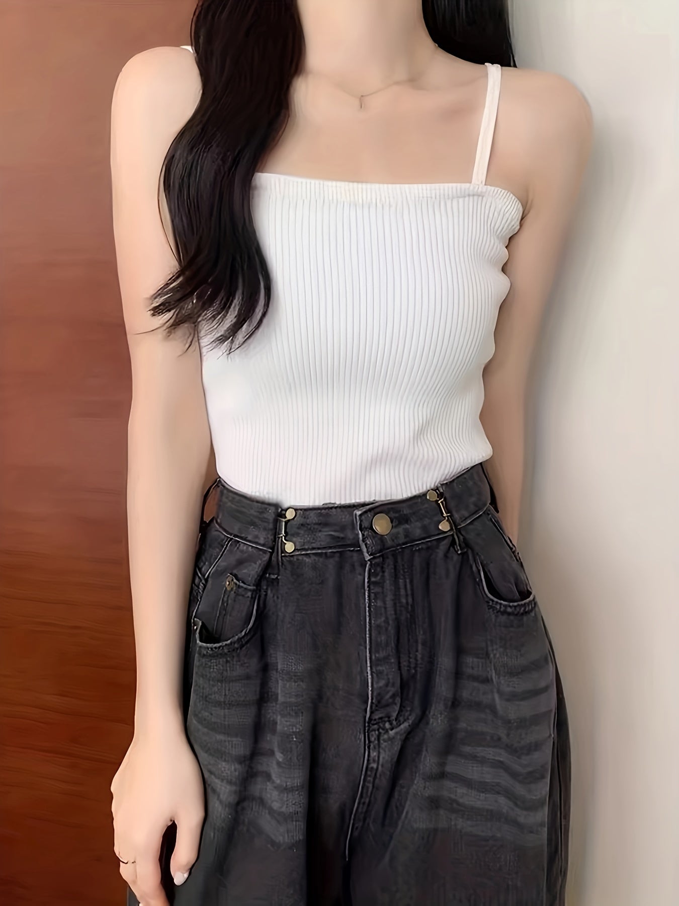Ribbed Knit Cami Top Sleeveless Summer Top