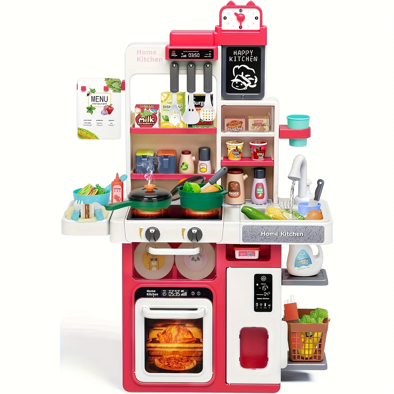 Kids Kitchen Play Set with Stove Sink and Play Food