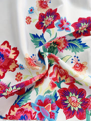  Floral Print Ruffle Trim Maxi Dress Off Shoulder Short Sleeve Smock