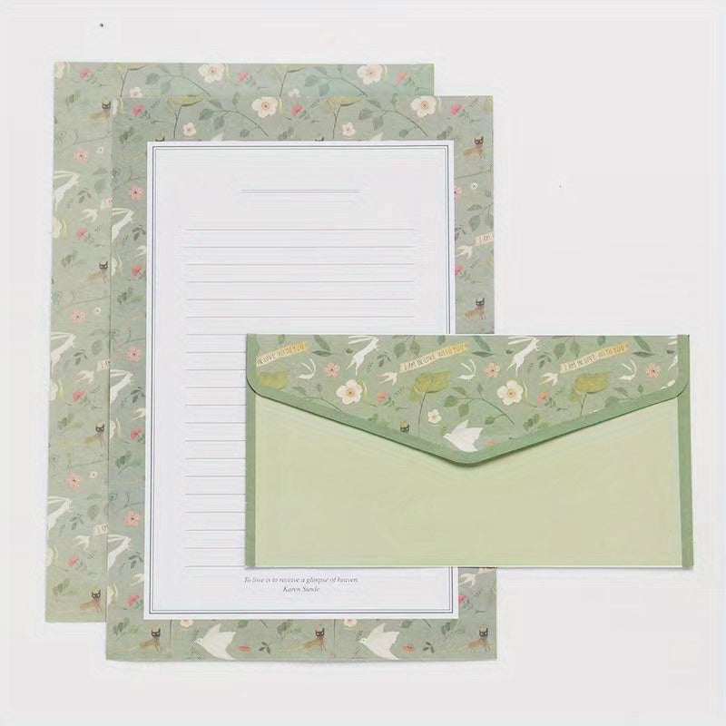 9pcs Stationery Set: 6 Letter Writing Sheets & 3 Matching Envelopes