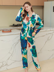 Colorblock Pajama Set Long Sleeve Top & Pants