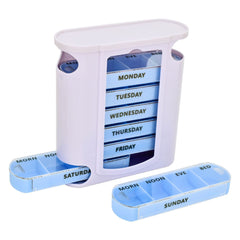 Weekly Pill Box Organizer with Transparent Compartments & Labels