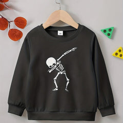 Funny Hip Hop Skeleton Print Boys Casual Pullover Sweatshirt